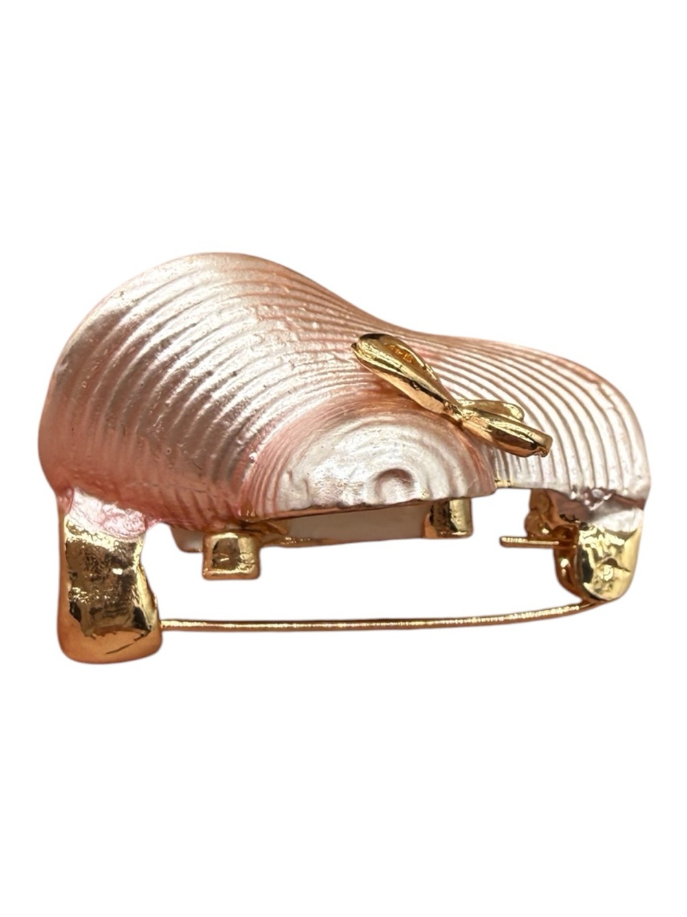 Tooth Brooch/Pin with Pink Hat and Sunglasses on Gold-Tone - Picture 5 of 6